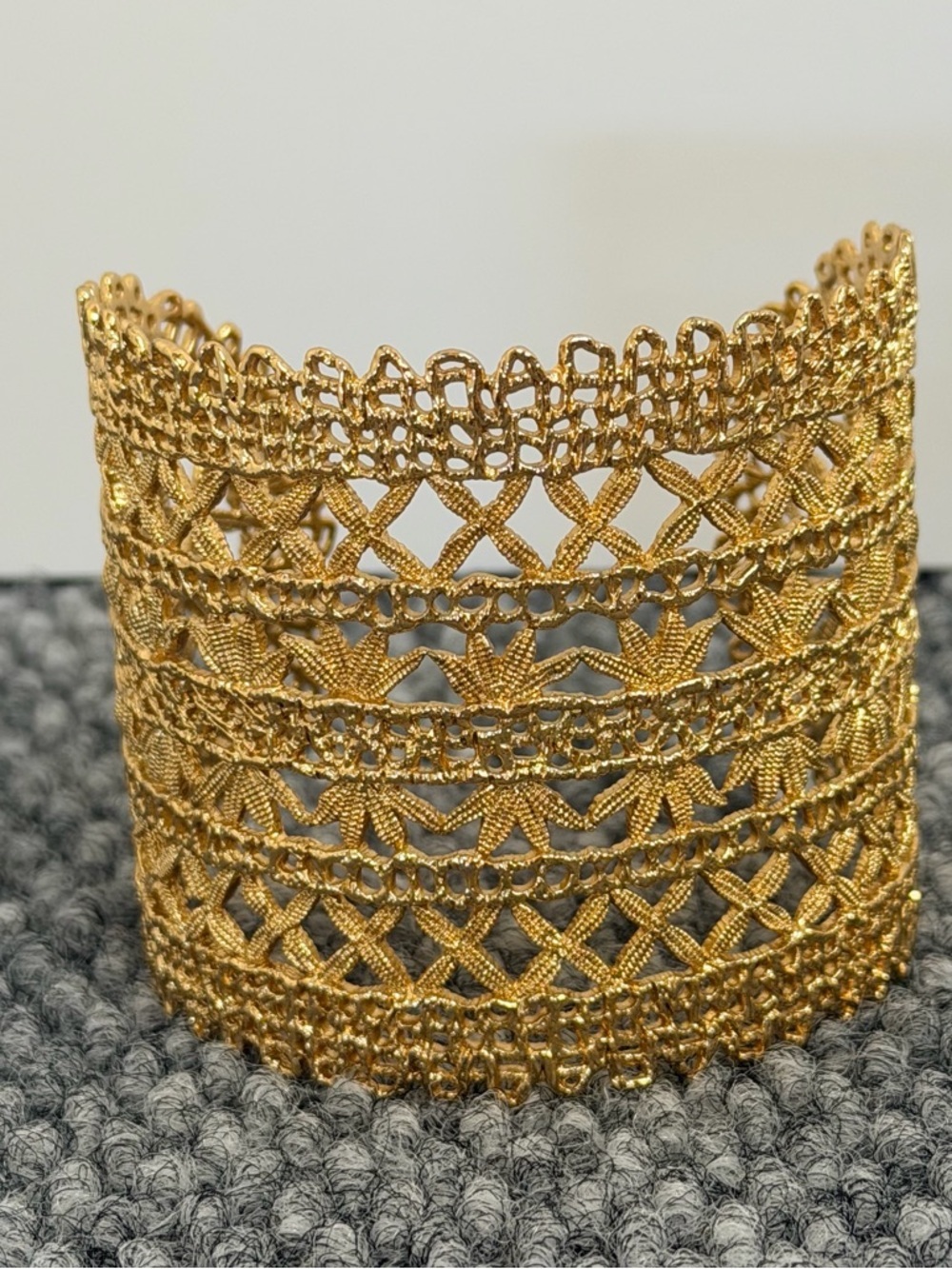 Stella & Dot Alila Lace Gold Cuff Bracelet Statement Piece
